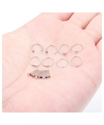 22 Gauge Nose Rings Hoop Stainless Steel Bone L Shaped Screw 2mm CZ Nose Studs Cartilage Daith Tragus Ear Piercing Ring Hoop ...