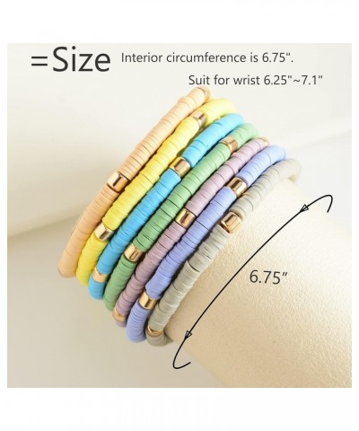 Surfer Heishi Clay Bead Bracelets for Women Bohemian Stackable Evil Eye Vinyl Disc Beaded Stretch Bracelets Elastic Layering ...