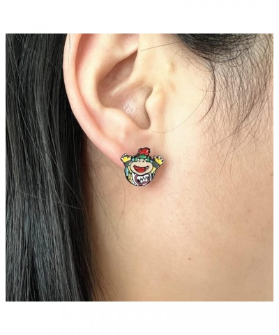 Supr Mario Earrings Cartoon Metal Bowser Yoshi Princess Peach Earrings Gifts for woman girl 4 $7.74 Earrings