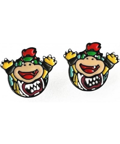 Supr Mario Earrings Cartoon Metal Bowser Yoshi Princess Peach Earrings Gifts for woman girl 4 $7.74 Earrings