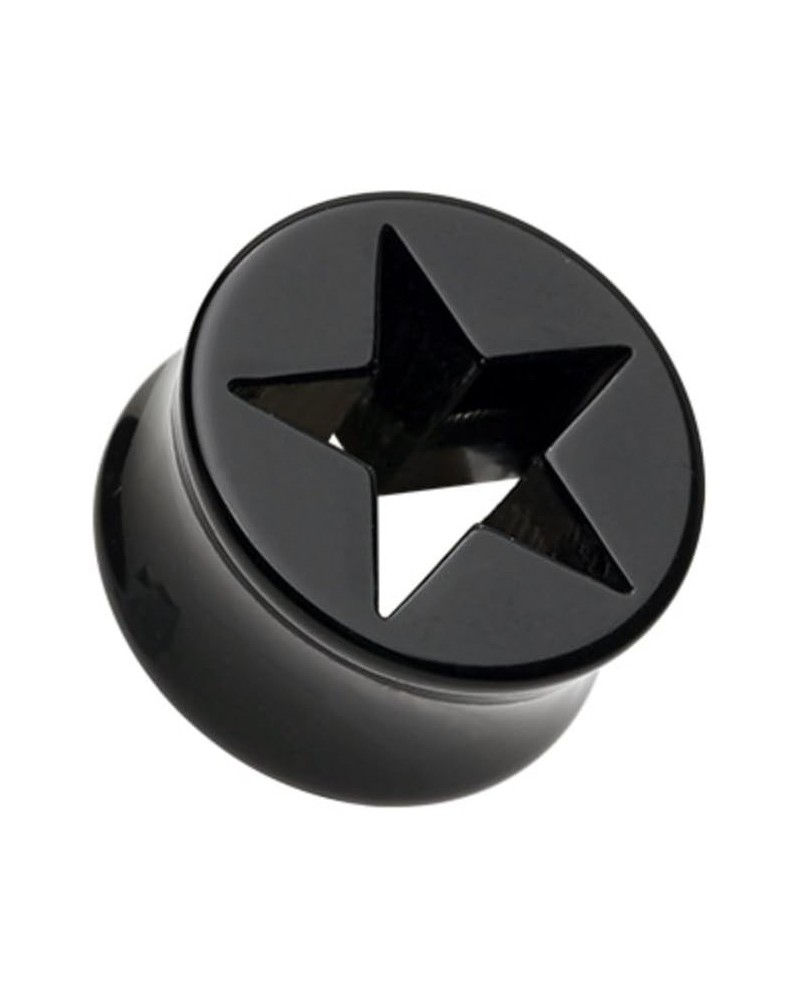 Hollow Star Double Flared WildKlass Ear Gauge Plug (Sold as Pairs) 5/8" (16mm) Silver $10.25 Body Jewelry