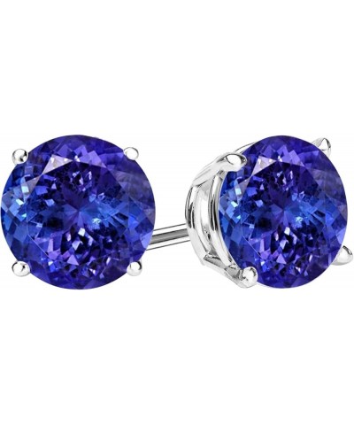 1/2-10 Carat Total Weight Natural Tanzanite Stud Earrings 4 Prong Push Back 2.0 Carat Platinum $1.00 Earrings