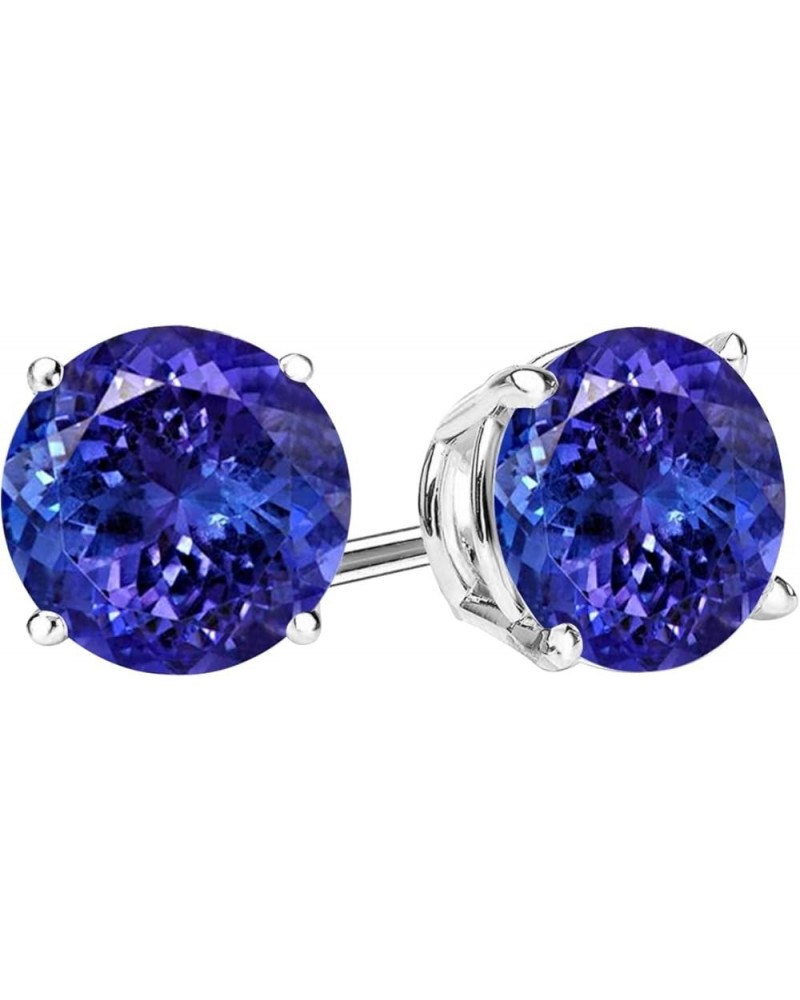 1/2-10 Carat Total Weight Natural Tanzanite Stud Earrings 4 Prong Push Back 2.0 Carat Platinum $1.00 Earrings