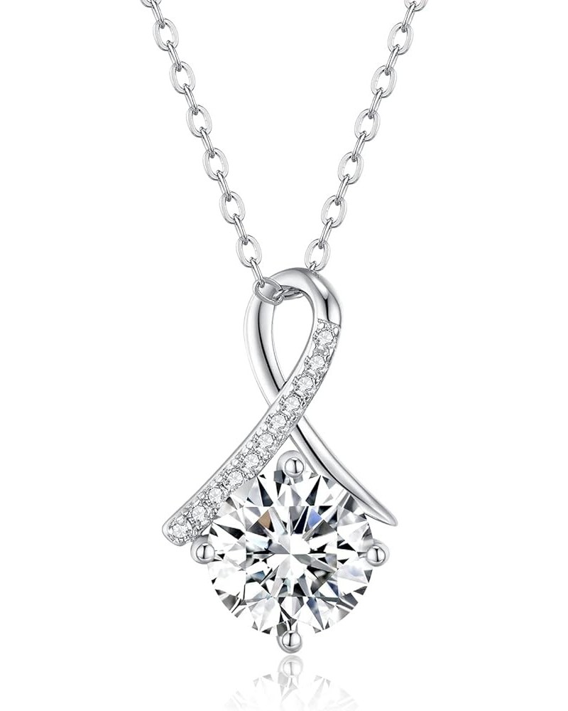 3CT Moissanite Pendant Necklace 18K White Gold Plated Silver D Color Ideal Cut Diamond Necklace for Women with Certificate of...