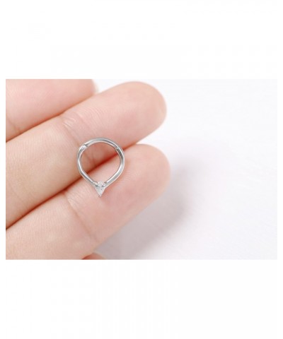 16G Teardrop Septum Ring Hoop Triangular Cubic Zirconia Surgical Steel Helix Rook Conch Cartilage Seamless Hinged Clicker Ear...