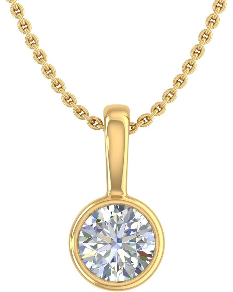 1/5 to 1/3 Carat Diamond Solitaire Pendant Necklace in 14K Gold (SolidBell) (Included Silver Chain) Yellow Gold 0.33 carats $...