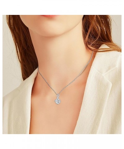 3CT Moissanite Pendant Necklace 18K White Gold Plated Silver D Color Ideal Cut Diamond Necklace for Women with Certificate of...