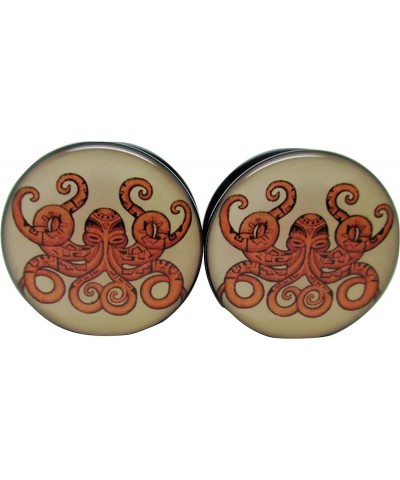 Tribal Octopus Ear Plugs - Acrylic Screw-On - 10 Sizes Pair* 0 Gauge (8mm) $6.57 Body Jewelry