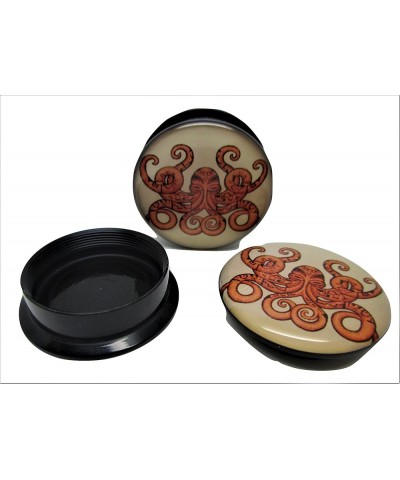 Tribal Octopus Ear Plugs - Acrylic Screw-On - 10 Sizes Pair* 0 Gauge (8mm) $6.57 Body Jewelry