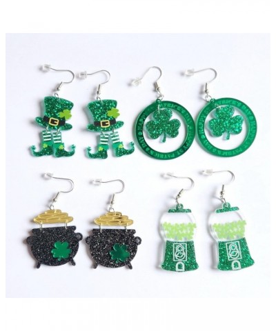 Acrylic Irish Shamrock Dangle Earrings St. Patrick's Day Earrings Green Clover Drop Earrings for Women Girls St Patty's Jewel...