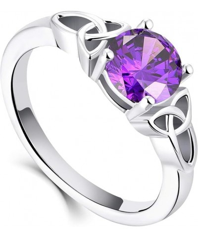 Celtic Knot Rings for Women 925 Sterling Silver Birthstones Statement Rings 02-amethyst-Feb $31.20 Rings