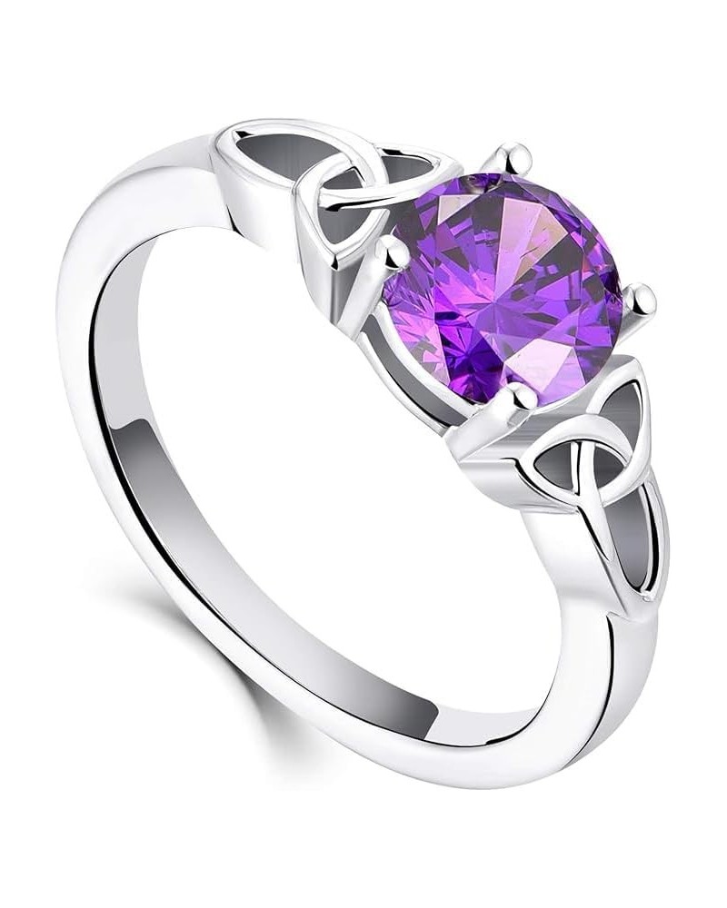 Celtic Knot Rings for Women 925 Sterling Silver Birthstones Statement Rings 02-amethyst-Feb $31.20 Rings