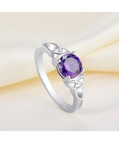 Celtic Knot Rings for Women 925 Sterling Silver Birthstones Statement Rings 02-amethyst-Feb $31.20 Rings