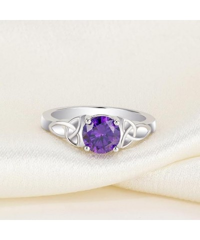 Celtic Knot Rings for Women 925 Sterling Silver Birthstones Statement Rings 02-amethyst-Feb $31.20 Rings