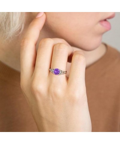 Celtic Knot Rings for Women 925 Sterling Silver Birthstones Statement Rings 02-amethyst-Feb $31.20 Rings