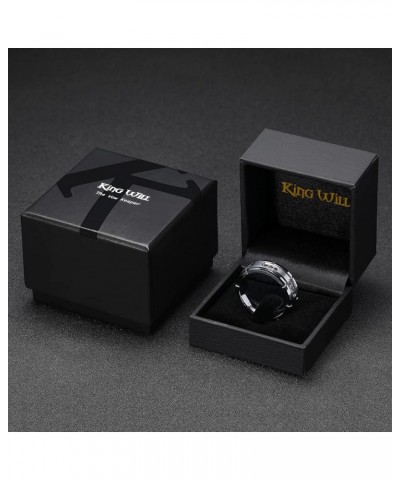 GEM Mens 8mm Black Polished Finish Tungsten Carbide Ring Cubic Zircon Stones Flat Style Silver $23.84 Rings