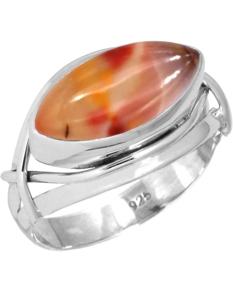 925 Sterling Silver Handmade Ring for Women 8x16 Marquoise Gemstone Fashion Jewelry for Gift (99106_R) Mookaite $16.65 Rings