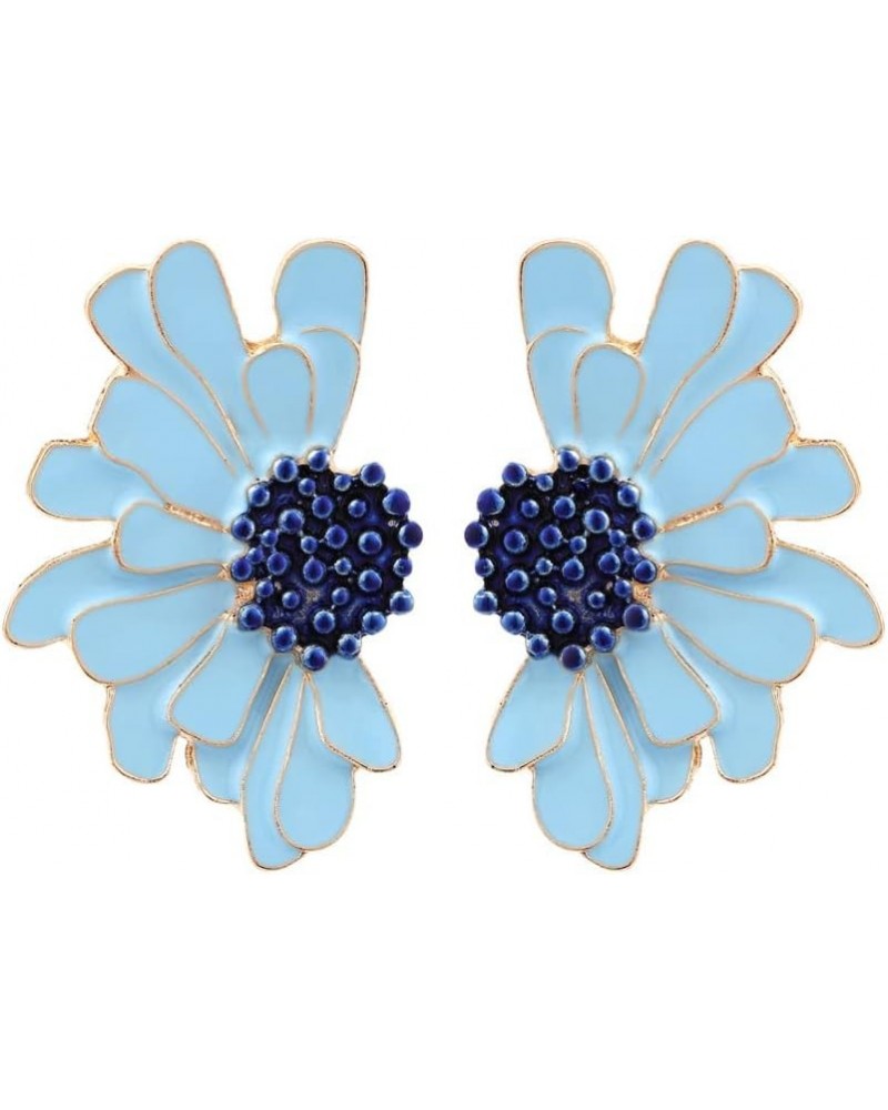 Bohemian Retro Large Big Flower Exaggerated Half Daisy Flower Earrings for Women Girls Holiday Party Wedding Jewelry Blue $4....