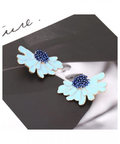 Bohemian Retro Large Big Flower Exaggerated Half Daisy Flower Earrings for Women Girls Holiday Party Wedding Jewelry Blue $4....