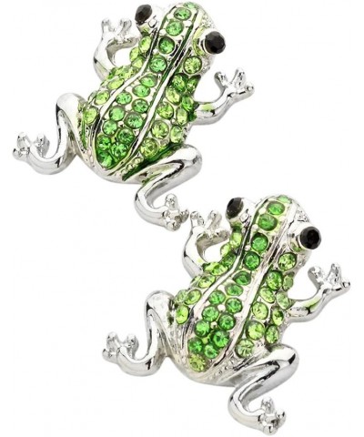 Frog Fashionable Earrings - Stud - Sparkling Crystal - Unique Gift and Souvenir Green (Rhodium Plated) $11.79 Earrings