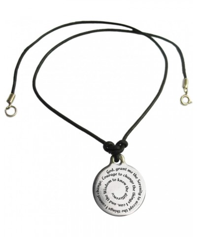 Serenity Prayer Necklace Medallion with Leather $18.48 Necklaces