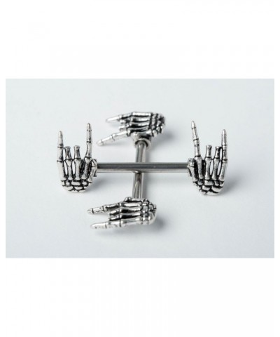 14GA 316L Stainless Steel Skeleton Hand Nipple Barbells, Sold as a Pair $9.53 Body Jewelry