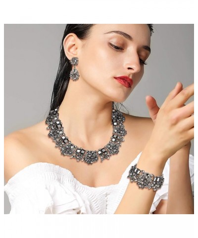 Big Chunky Statement Necklace Set for Women Fashion Costume Jewelry Vintaged Style Black $15.29 Jewelry Sets