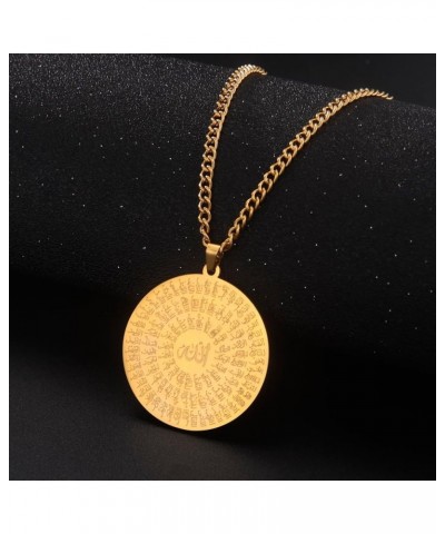 Allah Islam Muslim Pendant Necklace Allah Quran Verses Amulet Religious Jewelry for Women Men Gold/Verses-A $9.89 Necklaces