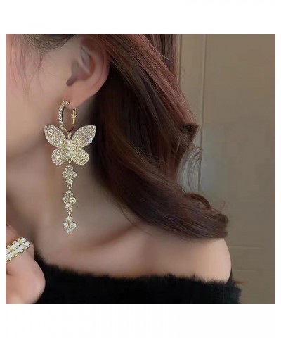 Butterfly Earrings for Women Gold Butterfly Earrings Butterfly Dangle Earrings Butterfly Tassel Earrings Crystal Earrings Jew...