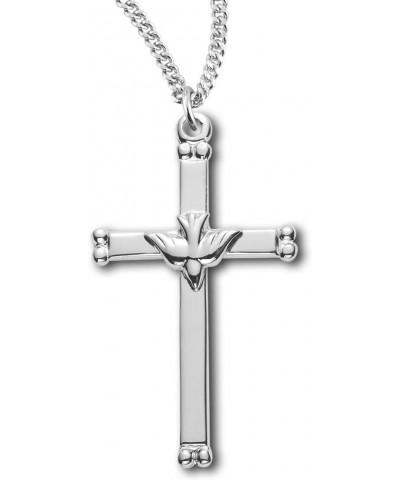 Women's Double Bead Tip Cross Pendant w/Dove Center + 18 Inch Rhodium Plated Chain & Clasp $25.09 Necklaces