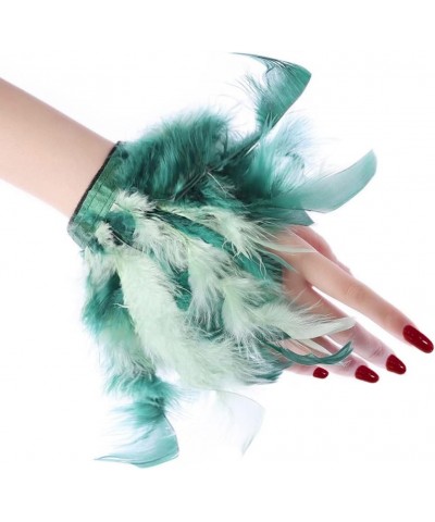 1Pair Feather Cuffs,Fur Slap Band Wristband,Feather Slap Bracelet,Feather Snap Ring,Slap Bracelet Cuffs,Women'S Wrist Decorat...