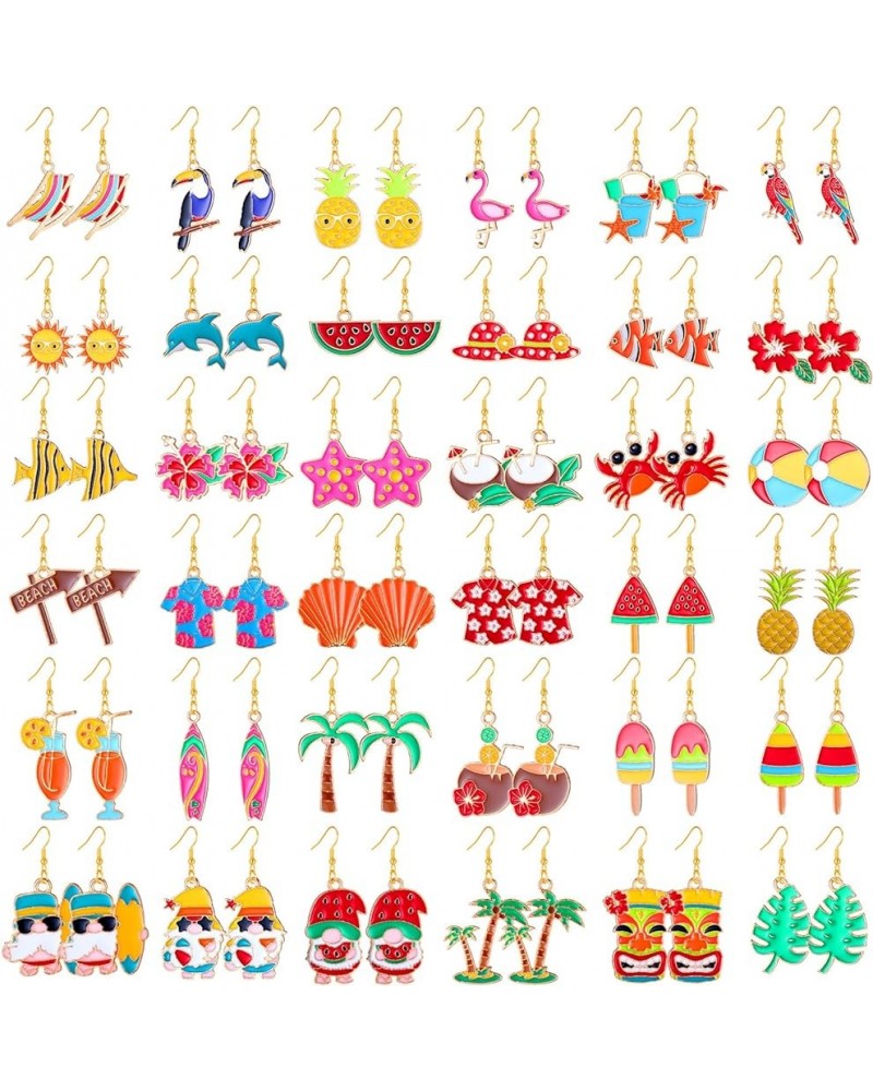 36 Pair Summer Earrings for Women Tropical Earrings Hawaiian Earrings for Girls Palm Tree Drop Earrings Studs for Luau Party ...