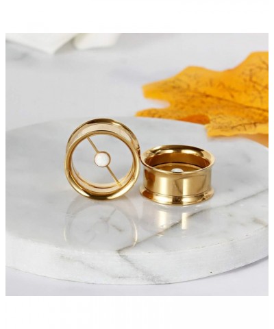 Ear Plug Tunnel Gauge Stretcher Piercing Silver Opal Center Stainless Steel Screw. Gold $10.07 Body Jewelry