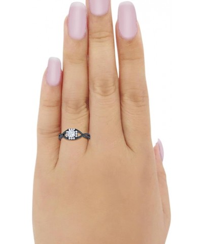 Solitaire Infinity Shank Ring Princess Cut Simulated Stone 925 Sterling Silver Choose Color Black Tone, Simulated CZ $10.50 R...