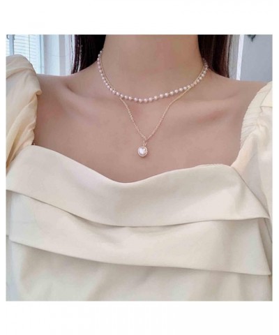 Vintage Layered Pearl Choker Necklace Gold Pearl Pendant Necklace Artificial Pearl Necklace Chain Bridal Necklace Jewelry for...