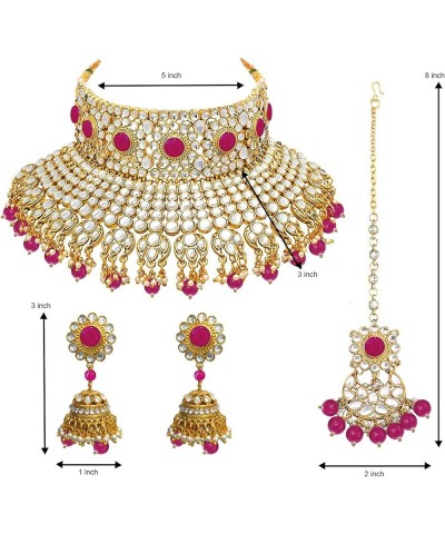 Indian Ethnic Wedding Wear Necklace Set Rani Pink-2 $23.97 Jewelry Sets