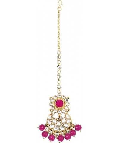 Indian Ethnic Wedding Wear Necklace Set Rani Pink-2 $23.97 Jewelry Sets