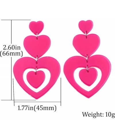 Summer Beach Y2K Heart Earrings for Women Girls Acrylic Dangling Lover Earrings Boho Red Pink Drop Earrings Jewelry Gifts Sty...