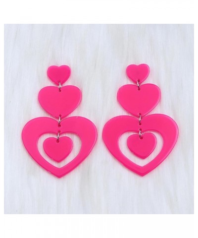 Summer Beach Y2K Heart Earrings for Women Girls Acrylic Dangling Lover Earrings Boho Red Pink Drop Earrings Jewelry Gifts Sty...