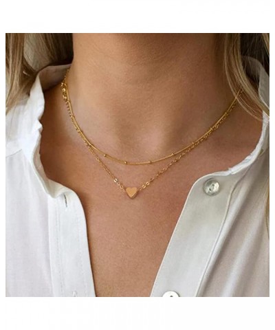 18K Gold Plated Layered Necklace for Women/Faith Pendant Choker Layered Cross Necklace Tiny Dainty Chain Necklace Gift Heart ...