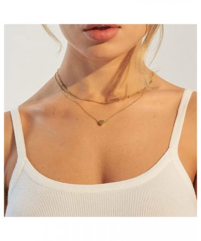 18K Gold Plated Layered Necklace for Women/Faith Pendant Choker Layered Cross Necklace Tiny Dainty Chain Necklace Gift Heart ...