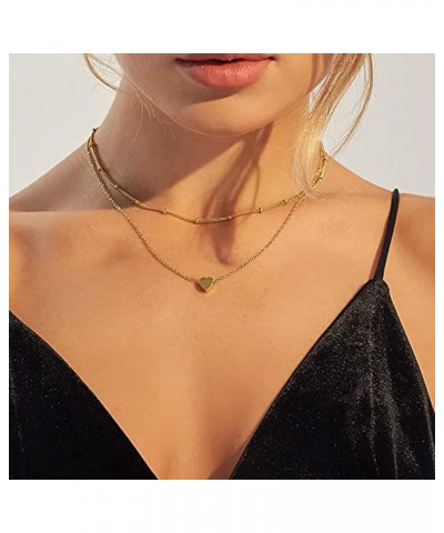 18K Gold Plated Layered Necklace for Women/Faith Pendant Choker Layered Cross Necklace Tiny Dainty Chain Necklace Gift Heart ...