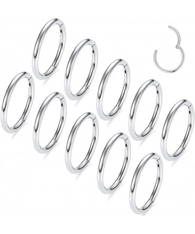 MOQIKAKA16G 18G 20G Surgical Steel Nose Septum Rings Hoops - Stainless Steel Hinged Clicker Segment Nose Rings Hoop Helix Car...