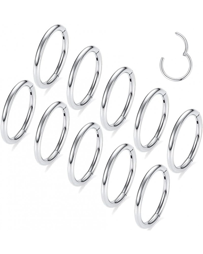 MOQIKAKA16G 18G 20G Surgical Steel Nose Septum Rings Hoops - Stainless Steel Hinged Clicker Segment Nose Rings Hoop Helix Car...