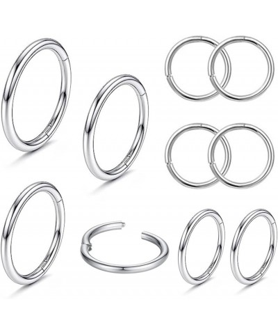 MOQIKAKA16G 18G 20G Surgical Steel Nose Septum Rings Hoops - Stainless Steel Hinged Clicker Segment Nose Rings Hoop Helix Car...