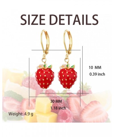 Strawberry Earrings for Women Cute Fruit Leverback Dangle Drop Earrings Jewelry for Girls $12.18 Earrings