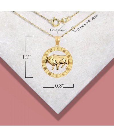 14K Yellow Gold Chinese Zodiac Pendant Necklace Ox 16.0 Inches $136.39 Necklaces