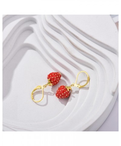 Strawberry Earrings for Women Cute Fruit Leverback Dangle Drop Earrings Jewelry for Girls $12.18 Earrings