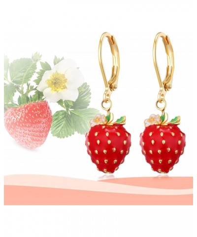 Strawberry Earrings for Women Cute Fruit Leverback Dangle Drop Earrings Jewelry for Girls $12.18 Earrings