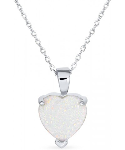 Romantic Bridal Danity Opulence Gemstone 5CT Solitaire Prong Set Created Orange White Opal Heart Shape Pendant Necklace For W...